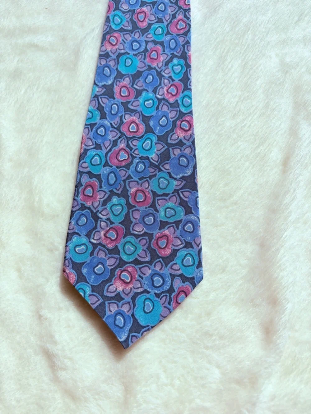 Vintage Harrods by Michelsons Men's‎ Silk Floral Tie Blue Pink Classic Size